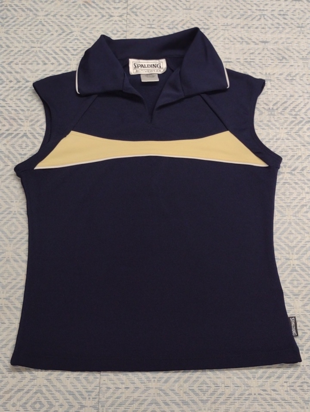 Spalding Navy and Cream Sleeveless Polo Tank Golf, Tenis.